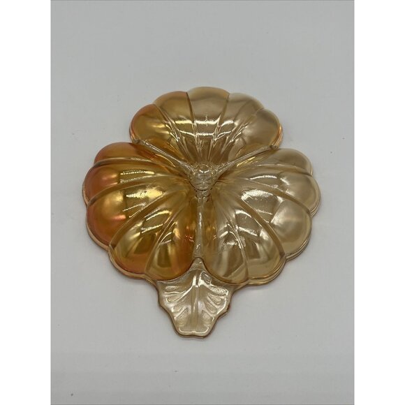 Vintage Peach Carnival Glass Clover Shaped  Candy/Trinket/Ashtray - Picture 3 of 3